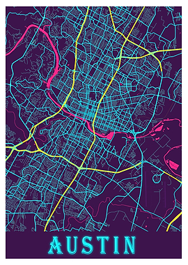 Austin Neon City Map