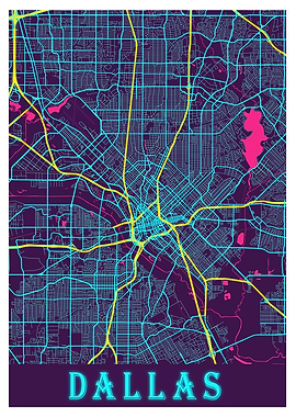 Dallas Neon City Map