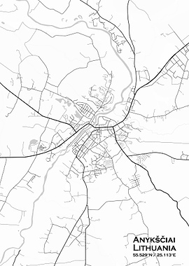Anyksciai White Map