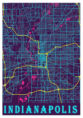 Indianapolis Neon Map