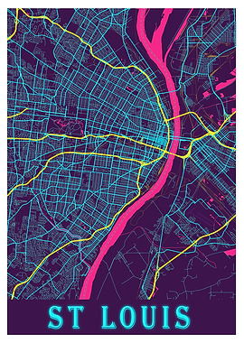 St Louis Neon City Map