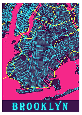 Brooklyn Neon City Map