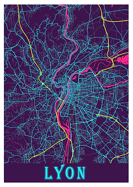 Lyon Neon City Map