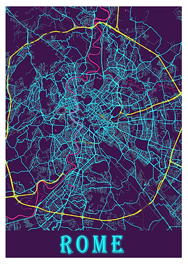 Rome Neon City Map