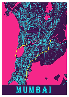 Mumbai Neon City Map