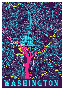 Washington Neon City Map