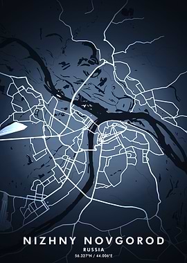 Nizhny Novgorod Map Poster