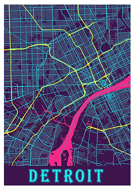 Detroit Neon City Map