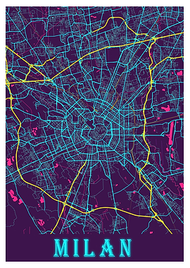 Milan Neon City Map