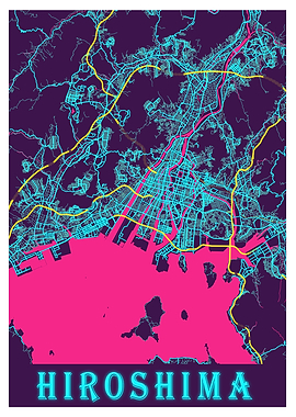 Hiroshima Neon City Map