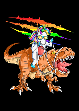 Unicorn Riding T Rex Lady