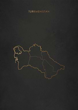 Gold Turkmenistan Map