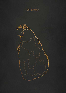 Gold Sri Lanka Map