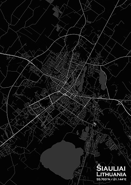 Siauliai Black Map
