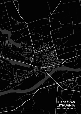 Jurbarkas Black Map