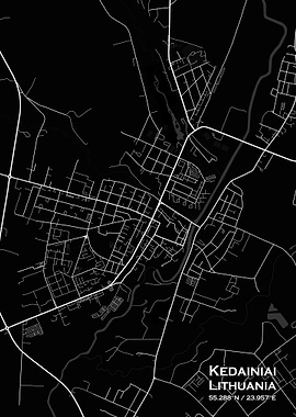 Kedainiai Black Map