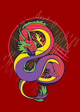 Vaporwave Chinese Dragon