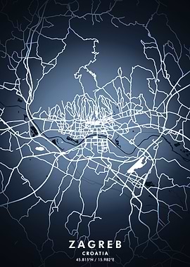 Zagreb Map Posters