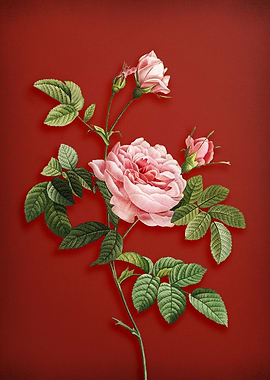 Pink Rose Turbine on Red