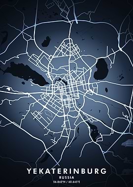 Yekaterinburg Map Posters