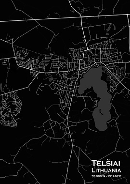 Telsiai Black Map