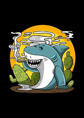 Shark Smoking Weed Cacti