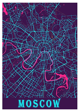 Moscow Neon City Map