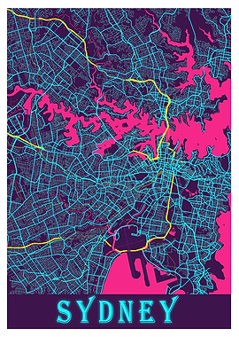 Sydney Neon City Map