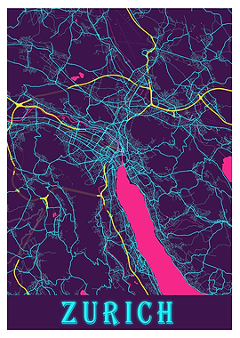 Zurich Neon City Map