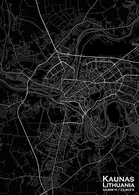 Kaunas Black Map