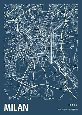 Milan Blueprint Street Map