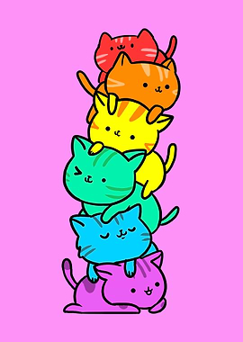 Gay Pride Cat Pile
