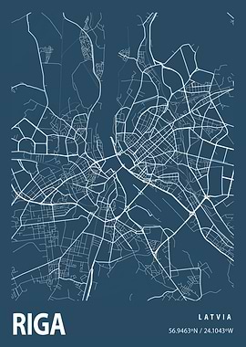 Riga Blueprint Street Map