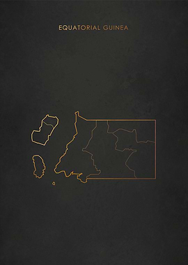Gold Equatorial Guinea Map