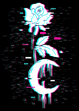 Moon Rose Occult Vaporwave