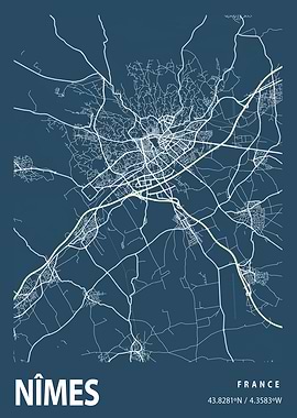 Nimes Blueprint Street Map