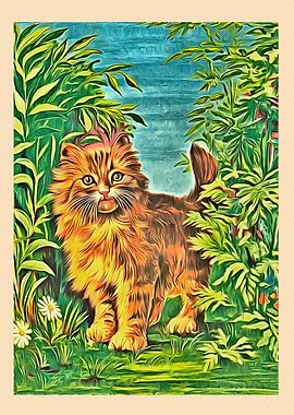 Vintage Cat Art Picture