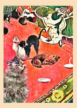 Vintage Cat Art Picture