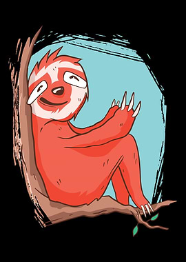 Sitting sloth on the tree