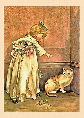 Vintage Cat Art Picture