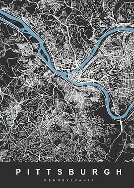 PITTSBURGH City Map Black