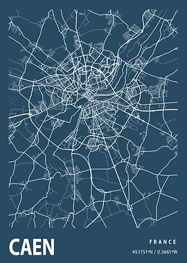 Caen Blueprint Street Map