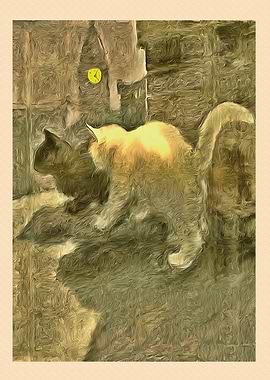Vintage Cat Art Picture
