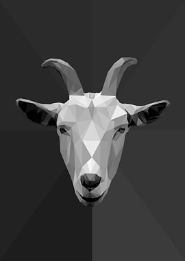 Head White Goat Lowpoly