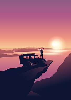 Car Travel Sunset Mountain