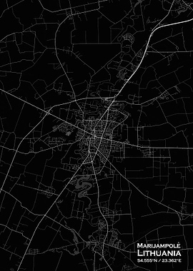 Marijampole Black Map