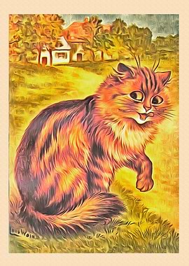 Vintage Cat Art Picture