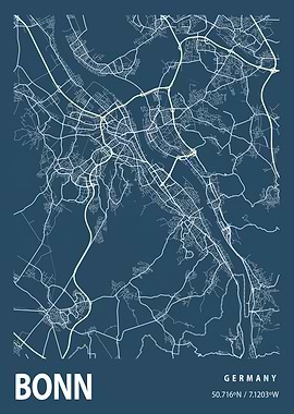 Bonn Blueprint Street Map