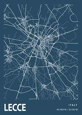 Lecce Blueprint Street Map