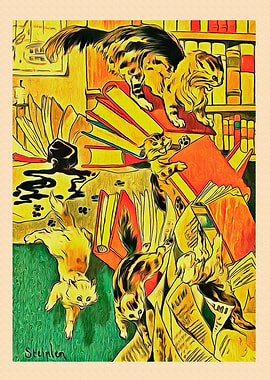 Vintage Cat Art Picture